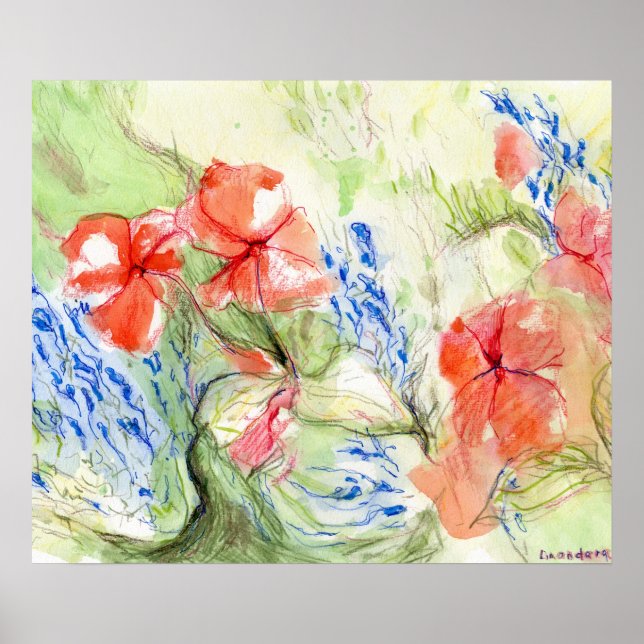 Balsam- och Lobelia-blommor Poster (Framsidan)