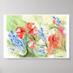 Balsam- och Lobelia-blommor Poster
