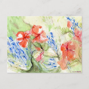 Balsam- och Lobelia-blommor Vykort