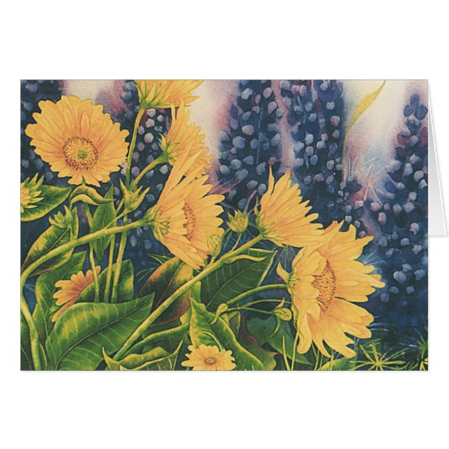 Balsam rotar och Lupine Hälsningskort (Framsidan Horizontal)