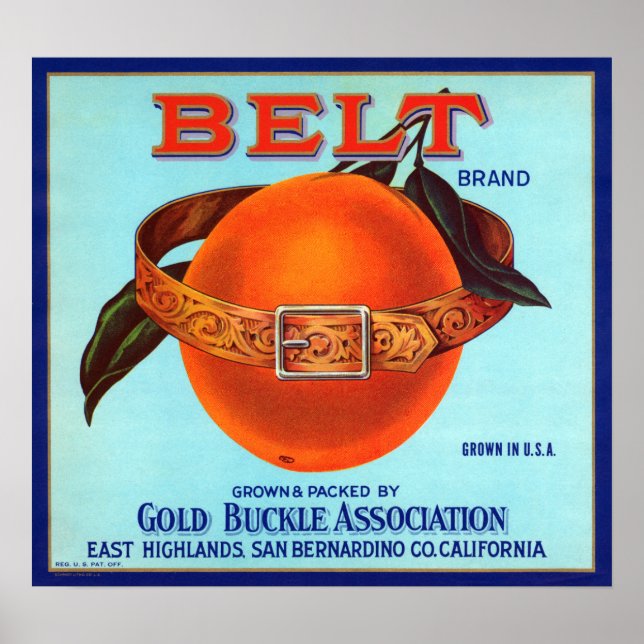 Bälte Brand California Oranges Poster (Framsidan)