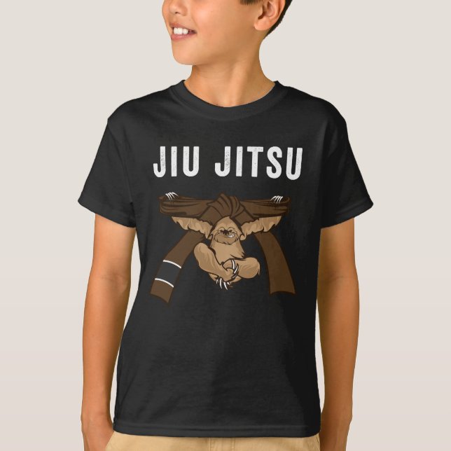 Bälte för Jiu Jitsu BJJ SlothJiu Jitsu brunt med T Shirt (Framsida)