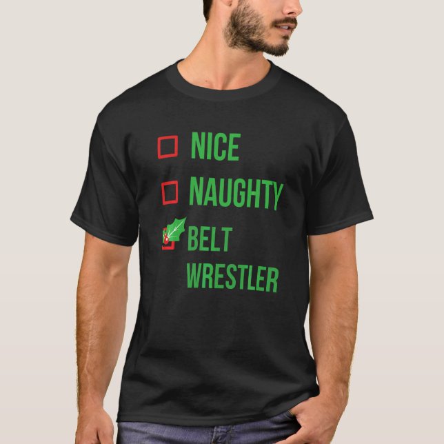Bälte Wrestler Funny Pajama-jul T Shirt (Framsida)