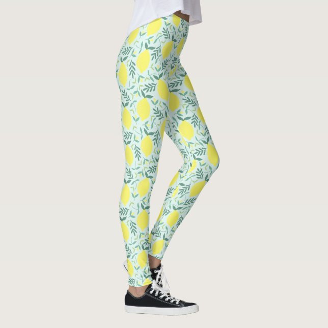 Bälten av Citron botanical mönster Leggings (Höger)