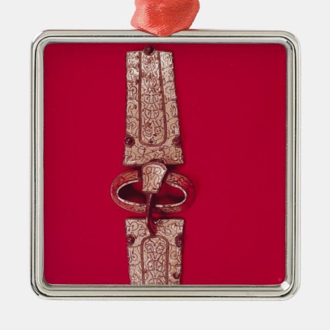 Bältet spänner fast, från kyrkogården julgransprydnad metall (Framsidan)