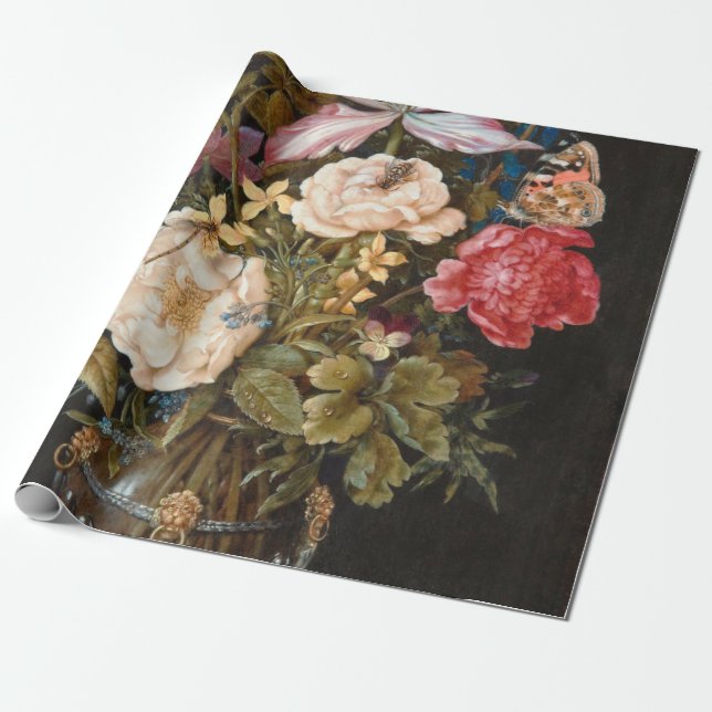Balthasar Van Der Ast - fortfarande liv med blommo Presentpapper (Utrullad)
