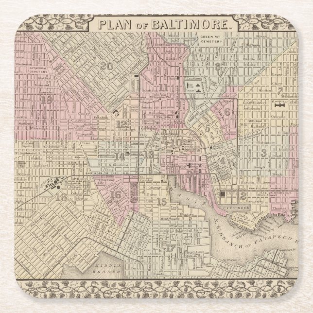 Baltimore 4 underlägg papper kvadrat (Framsidan)