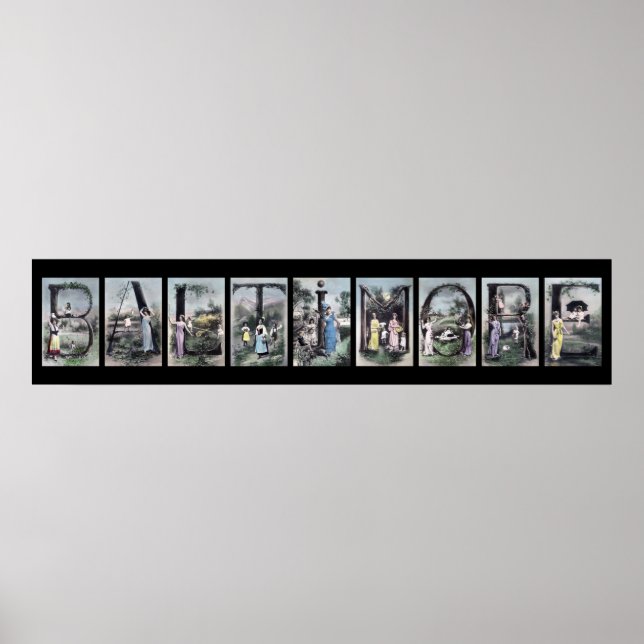 BALTIMORE Alphabet Brev Namn Art Poster (Framsidan)