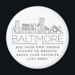 Baltimore | Anpassningsbar City Message eller Slog Magnet<br><div class="desc">En unik magnet-tjänst som representerar Baltimore,  Maryland. Den här nyckelkedjan har en stiliserad illustration av stadens unika skylt med namn under. Under staden är namn en plats för din unika slogan eller påstående om din favoritstad.</div>