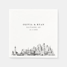 Baltimore Bröllop minimalist Papper Cocktail Napki Pappersservett