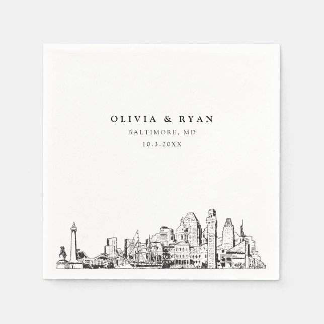 Baltimore Bröllop minimalist Papper Cocktail Napki Pappersservett (Framsidan)
