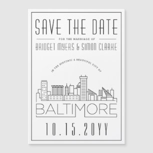 Baltimore Bröllop Stiliserad Skyline Spara datum