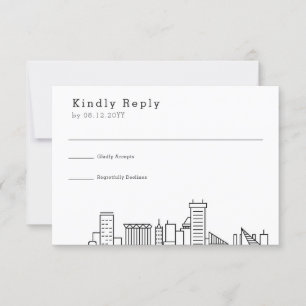 Baltimore Bröllop Stylized Skyline OSA Kort
