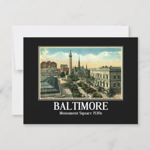 Baltimore, Charles St, Monument Square Vintage Vykort