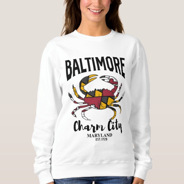 Baltimore Charm City Crab T Shirt (Framsida)