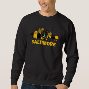Baltimore City Flagga Downtown Skyline Baltimore H Lång Ärmad Tröja