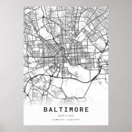 Baltimore City Karta Poster