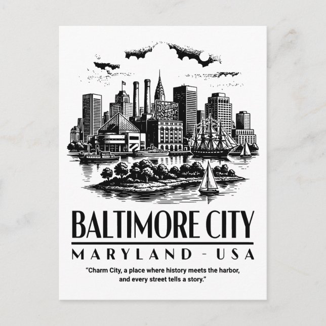 Baltimore City Maryland USA Vykort (Framsida)