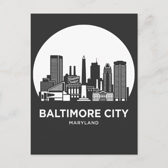 Baltimore City Maryland Vykort (Framsida)