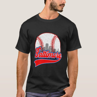 Baltimore Cityscape Baseboll T Shirt