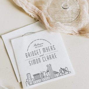 Baltimore Deco Skyline Bröllop Event Napkins Pappersservett