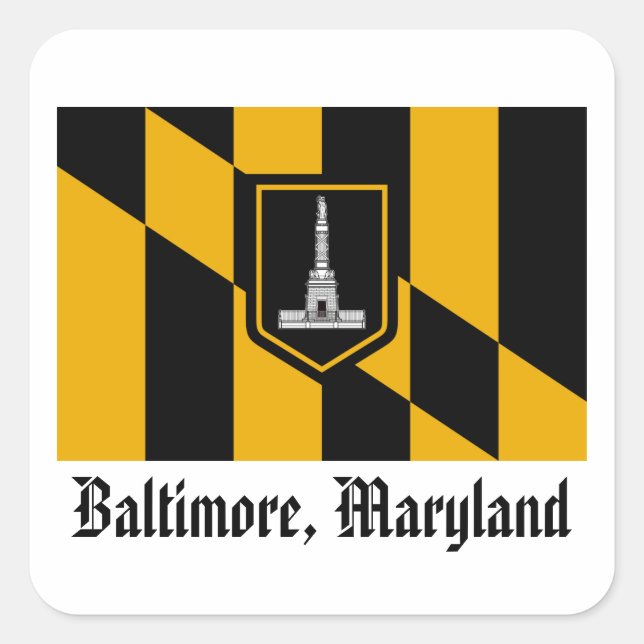 Baltimore Flagga Fyrkantigt Klistermärke (Framsida)