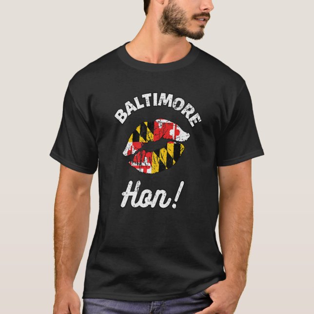 Baltimore Hon Maryland Girl MD Statlig flagga Läpp T Shirt (Framsida)