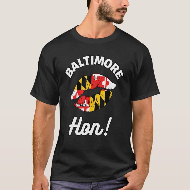 Baltimore Hon Maryland Girl MD Statlig flagga Läpp T Shirt (Framsida)