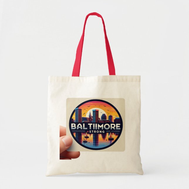 Baltimore Iconic Sunset: Strong City Tote Tygkasse (Framsidan)