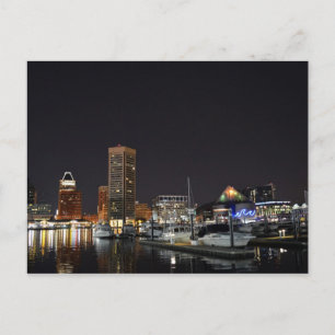 Baltimore Inner Harbor på natten Vykort