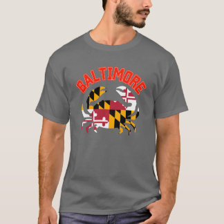Baltimore krab med Maryland flagga för semesterlov T Shirt