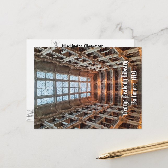 Baltimore Landmarks Postcard Peabody Library Photo Vykort (Fram/Back In Situ)