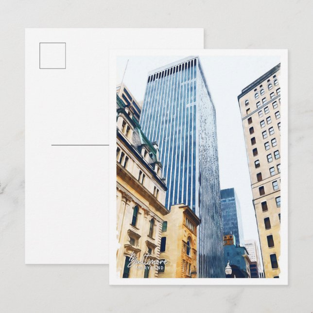 Baltimore Maryland Bevackra Oljemålning City Vykort (Fram/baksida)