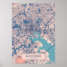 Baltimore - Maryland Breezy City Karta Poster