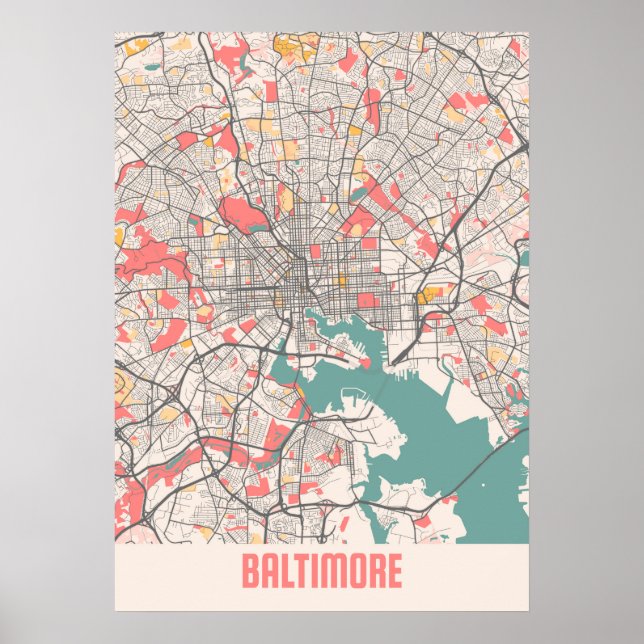 Baltimore - Maryland Chalk City Karta Poster (Framsidan)