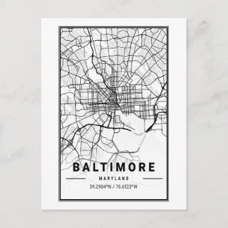 Baltimore, Maryland City Karta Minimalist Art Vykort
