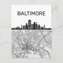 Baltimore Maryland City Skyline med Karta vykort