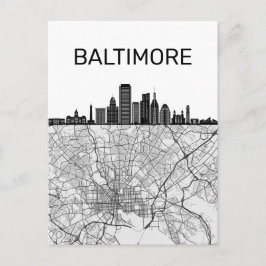 Baltimore Maryland City Skyline med Karta vykort