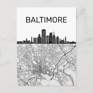 Baltimore Maryland City Skyline med Karta vykort