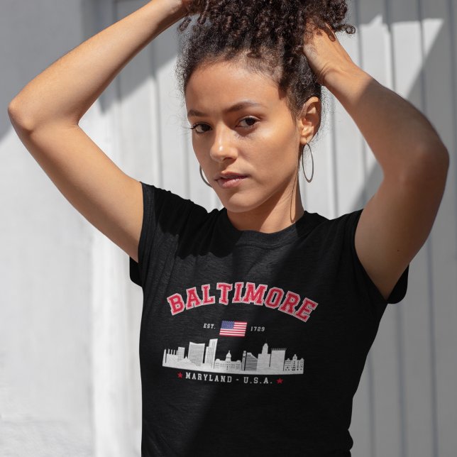 Baltimore Maryland Contemporary City Skyline T Shirt (Skapare uppladdad)