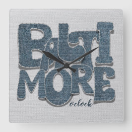 Baltimore Maryland Denim Letter Fyrkantig Klocka