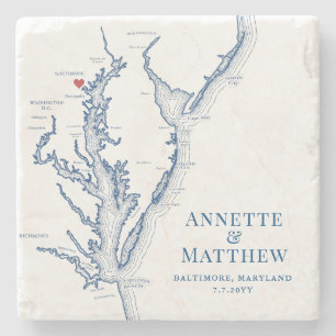 Baltimore Maryland Destination Wedding Favor Stenunderlägg