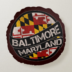 Baltimore Maryland flagga grunge round udde Rund Kudde