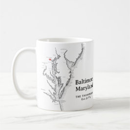 Baltimore Maryland Karta Gift Black and White Kaffemugg