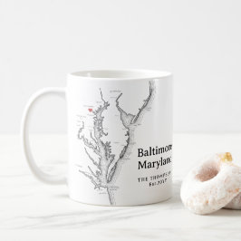 Baltimore Maryland Kartpresent Svart och Vit Kaffemugg