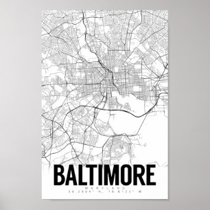 Baltimore Maryland Minimalist Karta Art Poster
