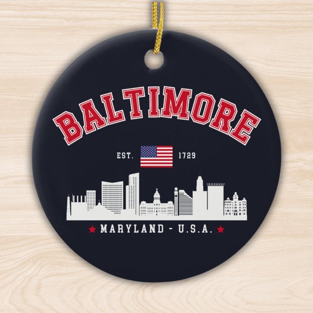 Baltimore Maryland Modern Skyline city Julgransprydnad Keramik (Skapare uppladdad)