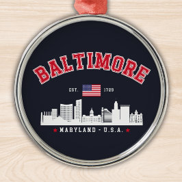 Baltimore Maryland Modern Skyline city Julgransprydnad Metall