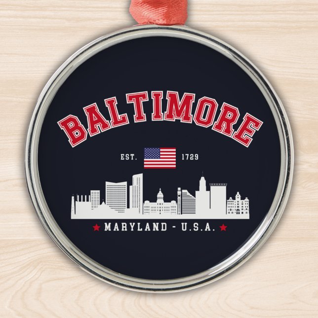 Baltimore Maryland Modern Skyline city Julgransprydnad Metall (Skapare uppladdad)