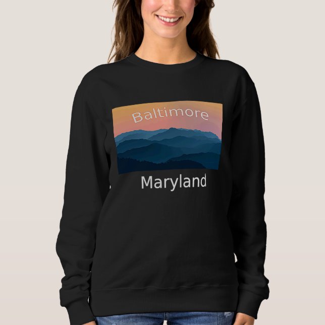 Baltimore Maryland Mountain sunset hometown T Shirt (Framsida)